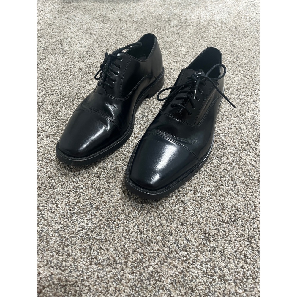Cole Haan Mens Black Leather Cap Toe Oxford Dress Shoes Size 7.5M